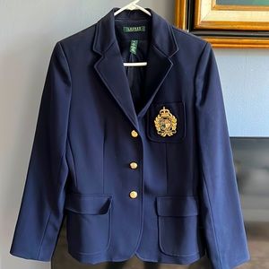 Ralph Lauren, like new navy blue blazer with gold buttons